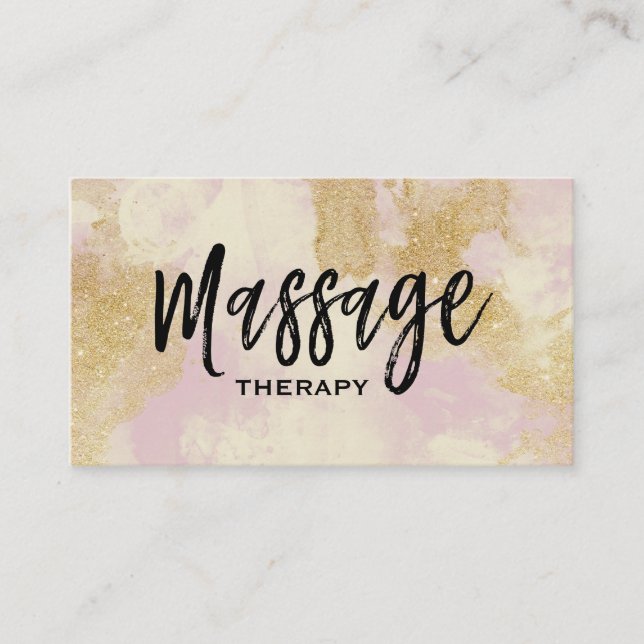 *~* Trendy Massage Therapist GrungeLavender Gold Visitenkarte (Vorderseite)