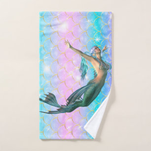 Trendy Mermaid auf Mermaid Schwanz Scales Shiny Badhandtuch Set