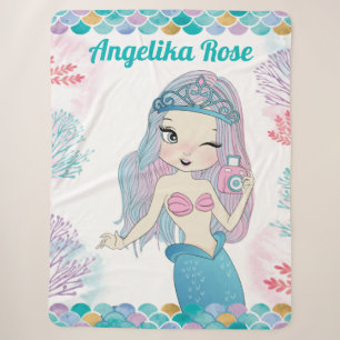 Trendy Mermaid mit Coral Reef Blanket für ein Mädc Sherpadecke