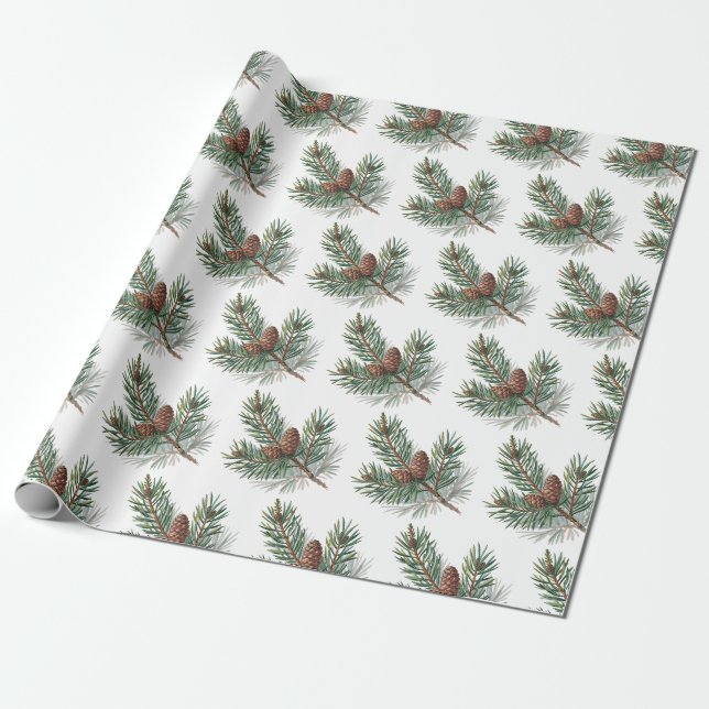 Trendy Merry Christmas Pine Cones and Branches     Geschenkpapier (Ungerollt)