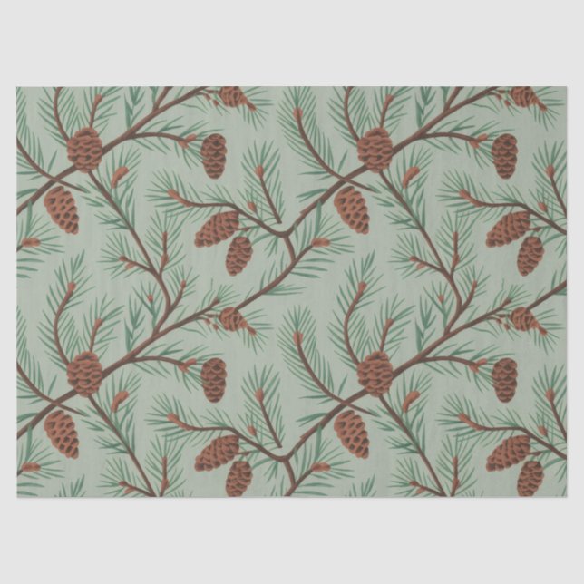Trendy Merry Christmas Pine Cones and Branches     Seidenpapier (Vorderseite)