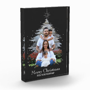 Trendy Merry Christmas Tree Silhouette Foto Gray