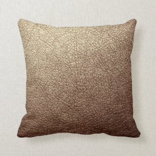 Trendy Metallic Brass Patina Leather Textur Kissen