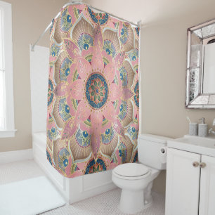 Trendy Metallic Gold und Pink Mandala Design Duschvorhang