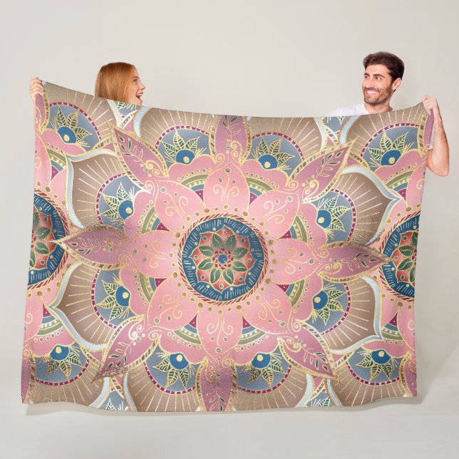 Trendy Metallic Gold und Pink Mandala Design Fleecedecke (Beispiel)