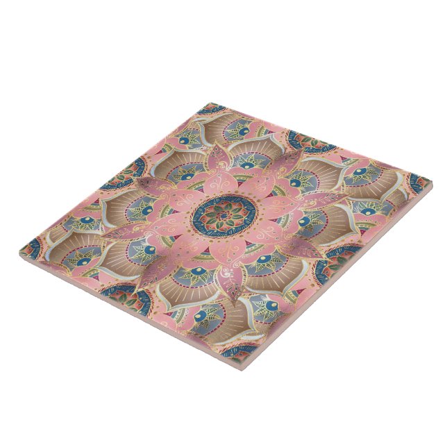 Trendy Metallic Gold und Pink Mandala Design Fliese (Seite)