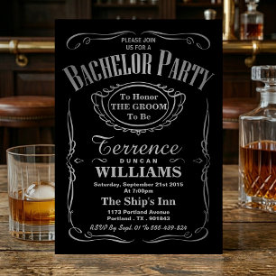 Trendy Metallic Silver Typografy Bachelor Party Einladung