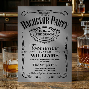 Trendy Metallic Silver Typografy Bachelor Party Einladung