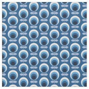 Trendy Mid Century Modern Blue Floral Stoff