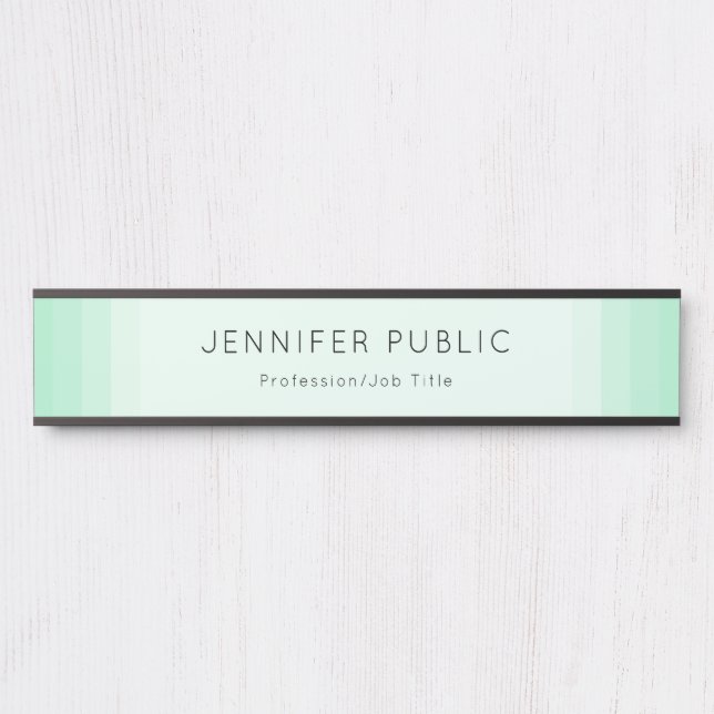 Trendy Mini Green Moderne Minimalistische Vorlage Türschild (Vorderseite )