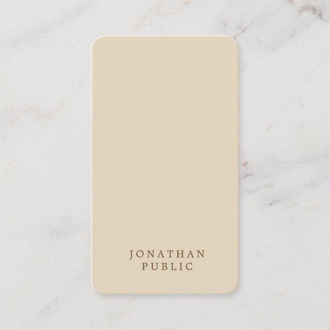 Trendy Minimal Design Modernes Elegantes Beige Sch Visitenkarte (Vorderseite)
