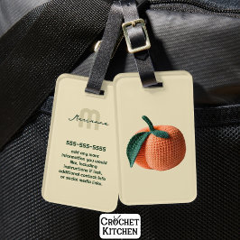 Trendy Minimal Modern Amigurumi Crochet Peach Gepäckanhänger