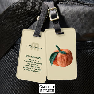 Trendy Minimal Modern Amigurumi Crochet Peach Gepäckanhänger
