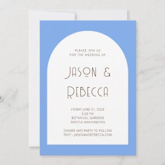 Trendy Minimal Pastel Blue in einer Hochzeit Einladung