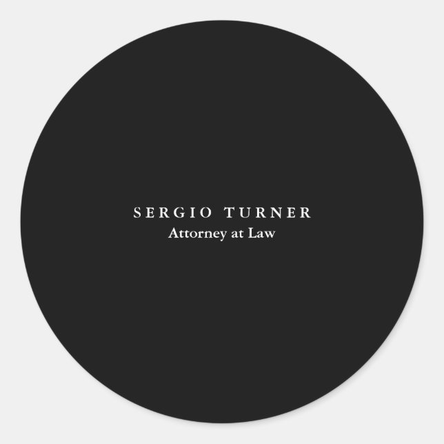 Trendy Minimalistisch Beruflich Black Runder Aufkleber (Vorderseite)