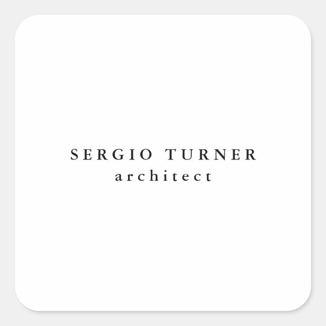 Trendy Minimalistisch Beruflich Quadratischer Aufkleber (Vorderseite)