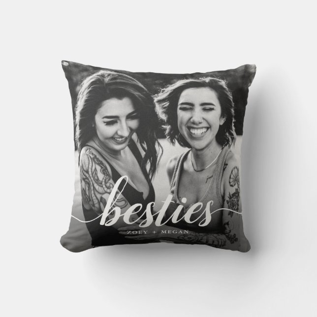 Trendy Minimalistisch Besties Elegantes Script-Fot Kissen (Vorderseite)