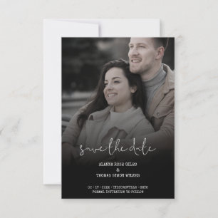 Trendy Minimalistisch Calligraphy Foto Wedding Cou Save The Date