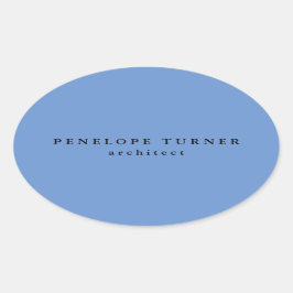 Trendy Minimalistisch Cornflower Blue Beruflich Ovaler Aufkleber