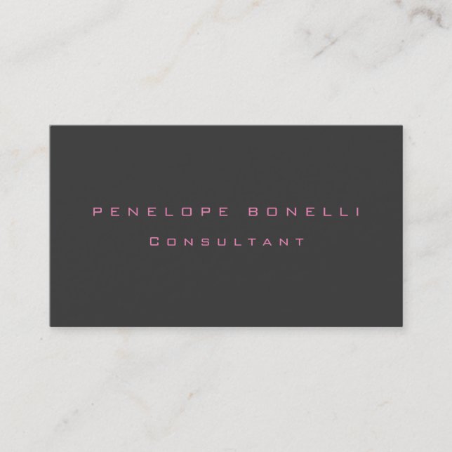 Trendy Minimalistisch Gray Pink Girly Beruflich Visitenkarte (Vorderseite)