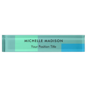 Trendy Minimalistisch Green Blue Namensplakette