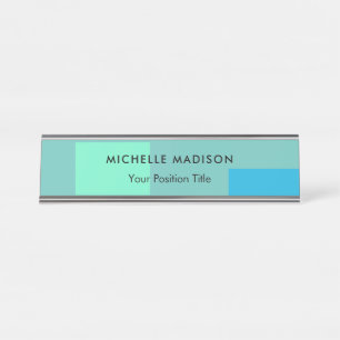 Trendy Minimalistisch Green Blue Schreibtischnamensplakette