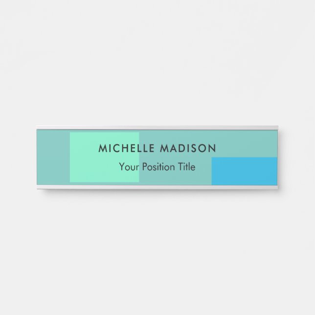 Trendy Minimalistisch Green Blue Türschild (Vorderseite )