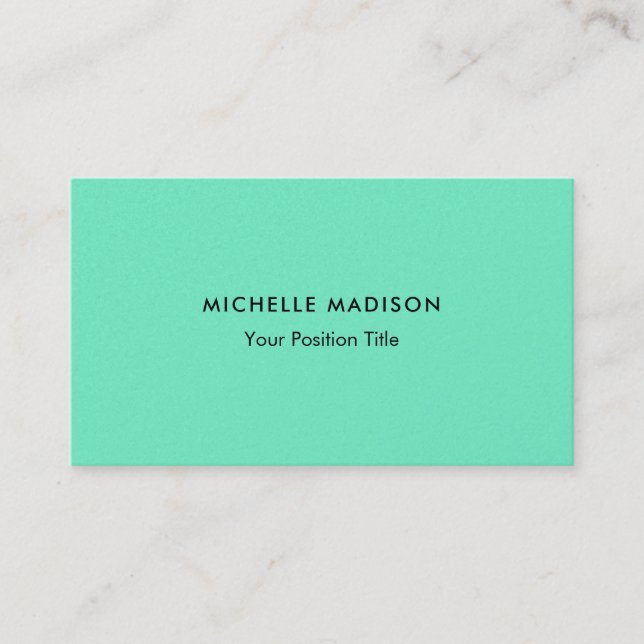 Trendy Minimalistisch Green Blue Visitenkarte (Vorderseite)