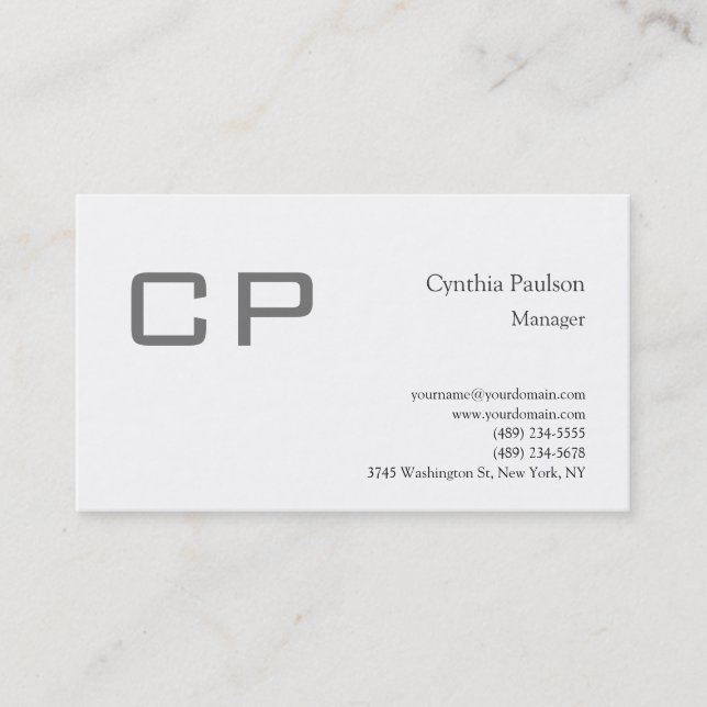 Trendy Minimalistisch Modern Monogram Schlicht Visitenkarte (Vorderseite)