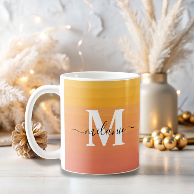 Trendy Minimalistisch Modern Pastell Orange Monogr Kaffeetasse (Von Creator hochgeladen)