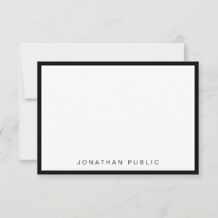 Trendy Minimalistisch Moderne Elegantes Schwarz-we Mitteilungskarte