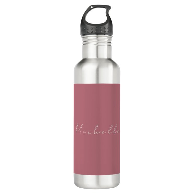 Trendy Minimalistisch Moderne handgeschriebene Ros Edelstahlflasche (Vorderseite)