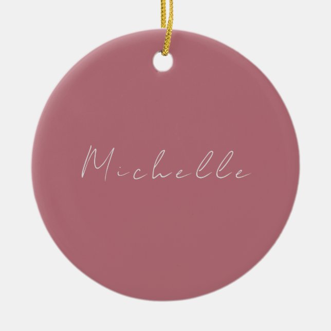 Trendy Minimalistisch Moderne handgeschriebene Ros Keramik Ornament (Vorne)