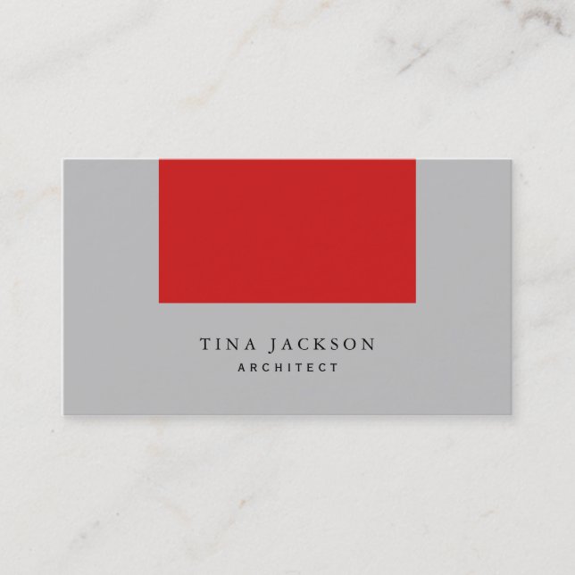 Trendy Minimalistisch Red Silver Gray Beruflich Visitenkarte (Vorderseite)