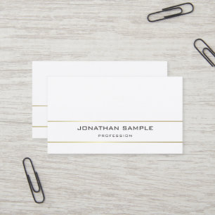 Trendy Minimalistisch Schlicht Elegante Gold White Visitenkarte