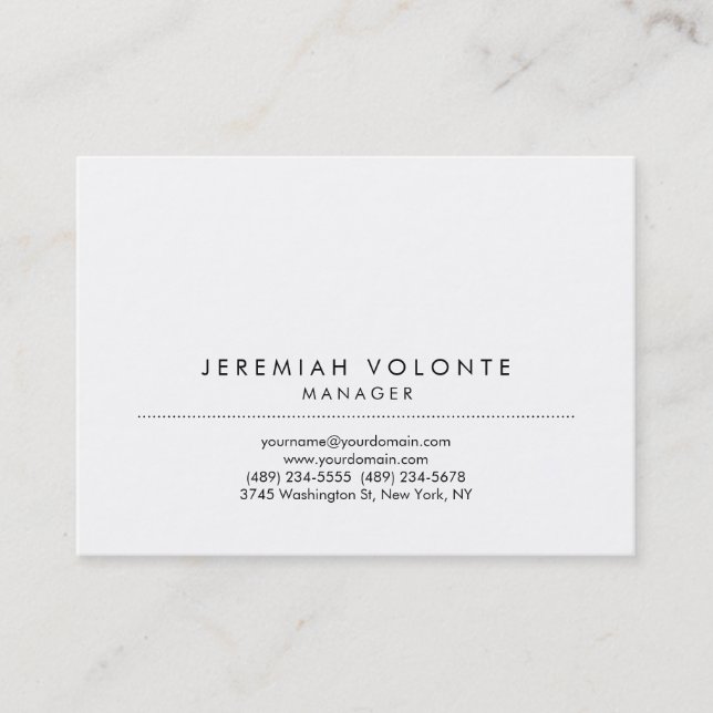 Trendy Minimalistisch White Beruflich Artwork Visitenkarte (Vorderseite)