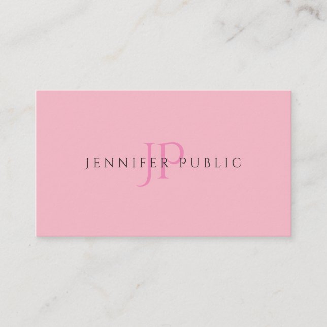 Trendy Minimalistisches Hübsch-rosa Design Luxus Visitenkarte (Vorderseite)