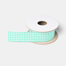 Trendy Mint Green Gingham Pattern Satinband