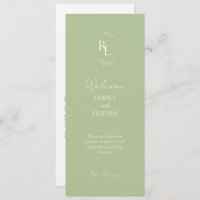 Trendy Mint Green Mit Monogramm Initials Wedding Programm (Vorne/Hinten)