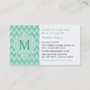 Trendy Mint Zickzack Zigzag Monogram Boutique Visitenkarte
