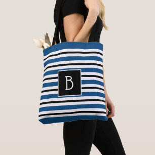 Trendy Mit Monogramm Classic Blue Schwarz-weiß Str Tasche