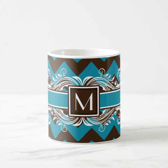 Trendy Mit Monogramm Geometric Zickzack Pattern Kaffeetasse (Mittel)