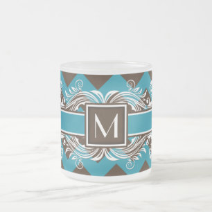 Trendy Mit Monogramm Geometric Zickzack Pattern Mattglastasse