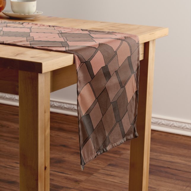 Trendy Mocha Mousse 3D Cube Muster Tischläufer (Beispiel)