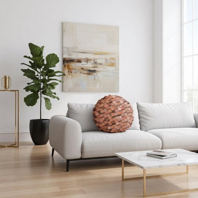 "Trendy Mocha Mousse Geometric 3D Cube Rundes Kissen (Von Creator hochgeladen)