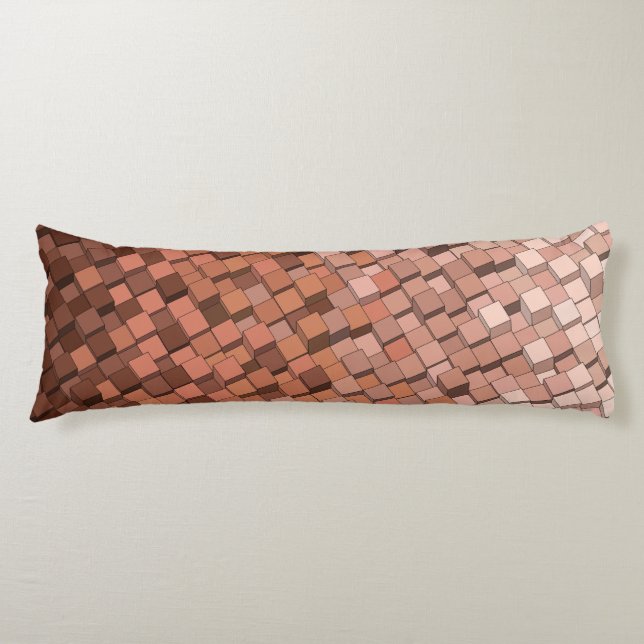 "Trendy Mocha Mousse Geometric 3D Cube Seitenschläferkissen (Vorderseite)