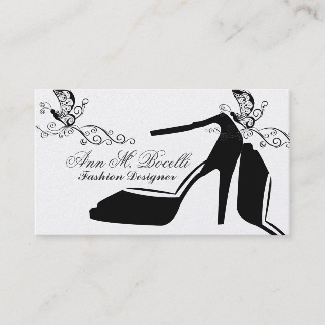 Trendy Mode-Schmetterlingchic-Schuh-hohe Couturen Visitenkarte (Vorderseite)