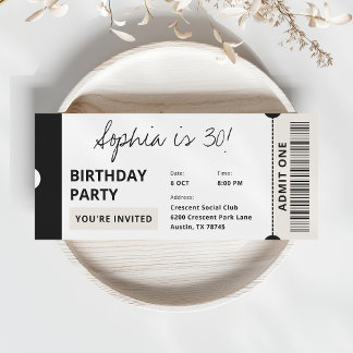 Trendy Modern 30. Geburtstag Party Ticket Einladung