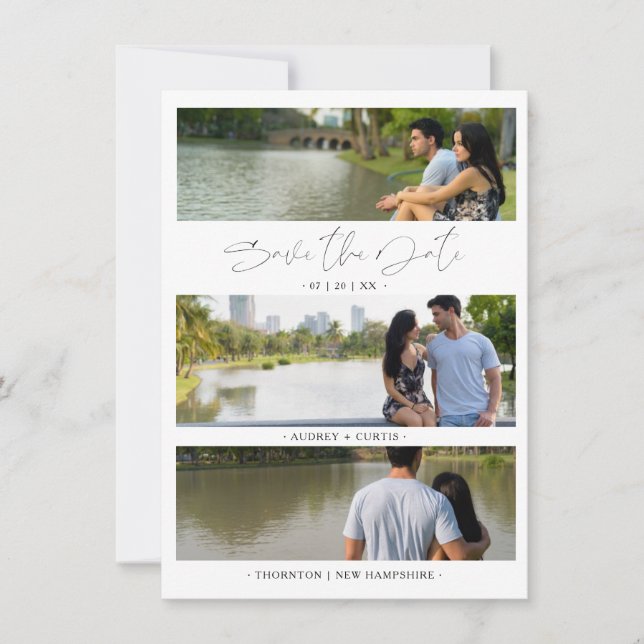 Trendy Modern 3 Wedding Engagement Photos Collage (Vorderseite)