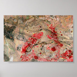 Trendy Modern Abstrakt Art Black Red Brown Green Poster